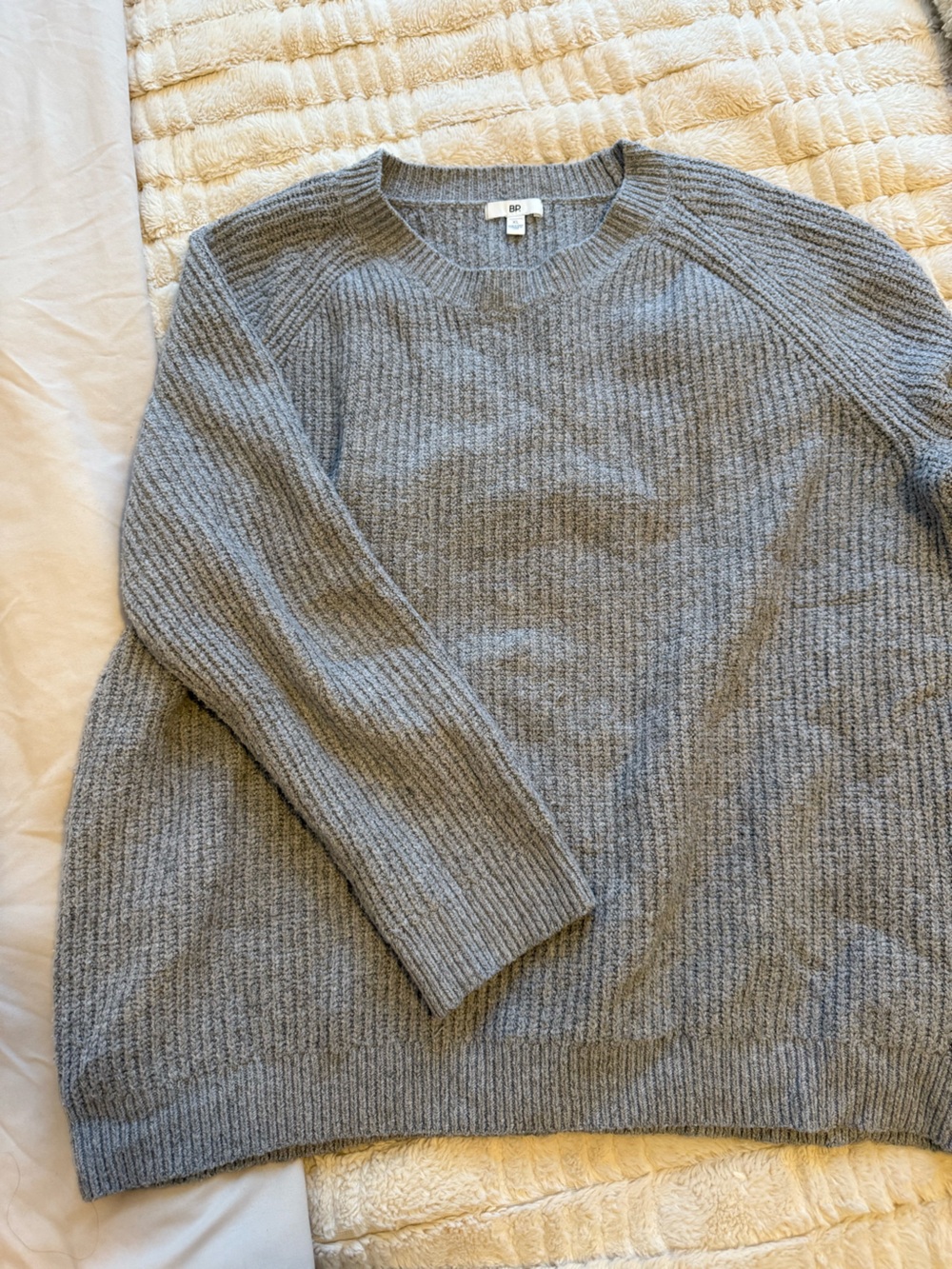 BP Light Gray Ribbed Crewneck Sweater